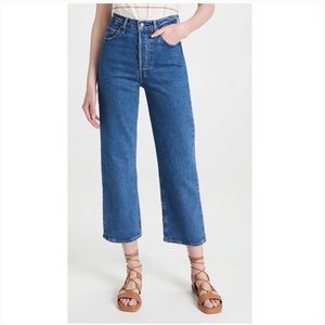 Levi's Women’s Ribcage Straight Ankle Denim Blue Jeans in Jazz Pop